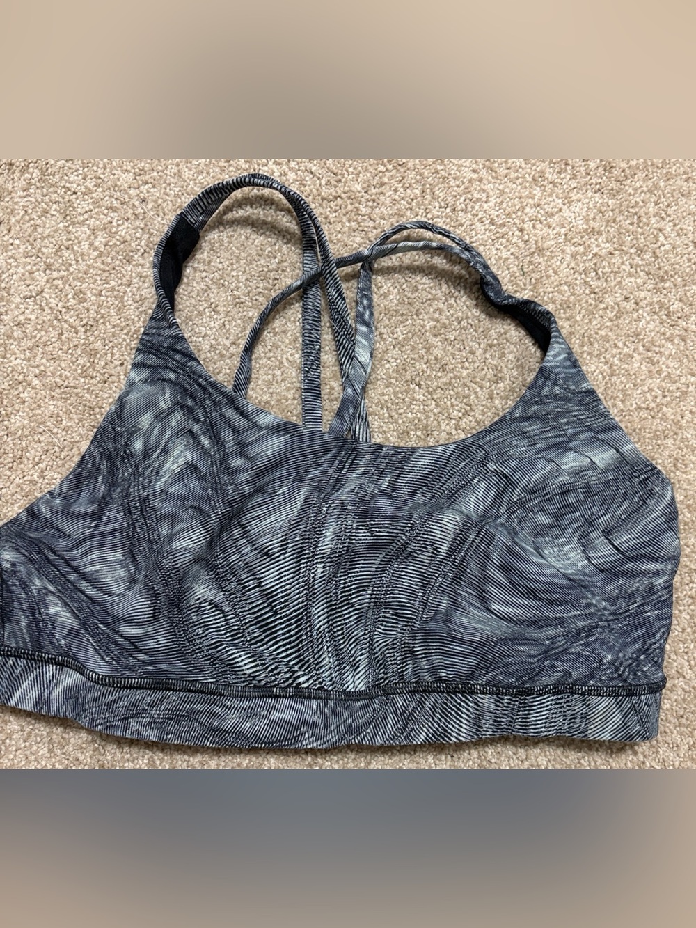 Lululemon Black & Grey Strappy Energy Sports Bra Size 14
